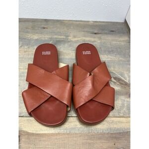 Eileen Fisher Cape Crossover Slide Sandals RED Leather Size 9.5